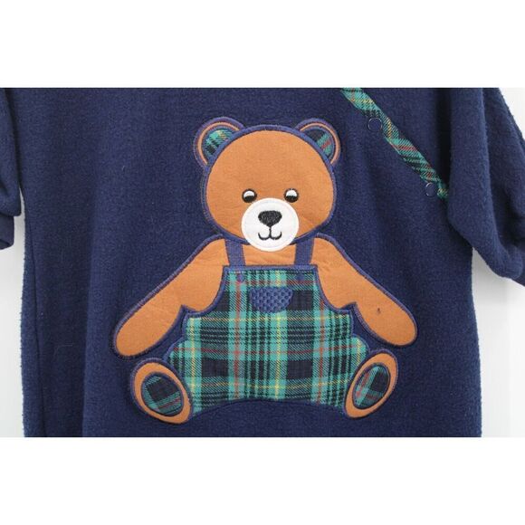 CLASS CLUB BABY FLANNEL HOODED FOOTED BEAR OUTFIT SIZE 6/9M VINTAGE - Picture 3 of 7